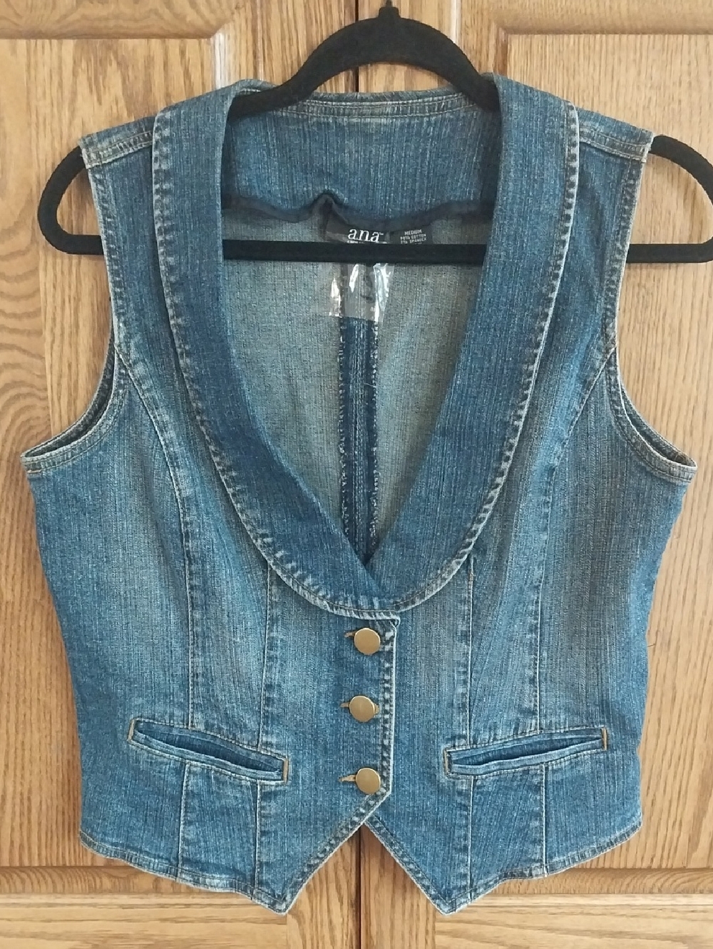 A.n.a. Vintage Shawl Lapel Denim Vest Y2K Retro Size Medium Rare Find Blue
